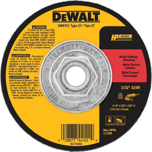 DeWalt 4-1/2 in. D X 5/8 in. X 3/32 in. thick Aluminum Oxide Metal Cut-Off Wheel 1 pc