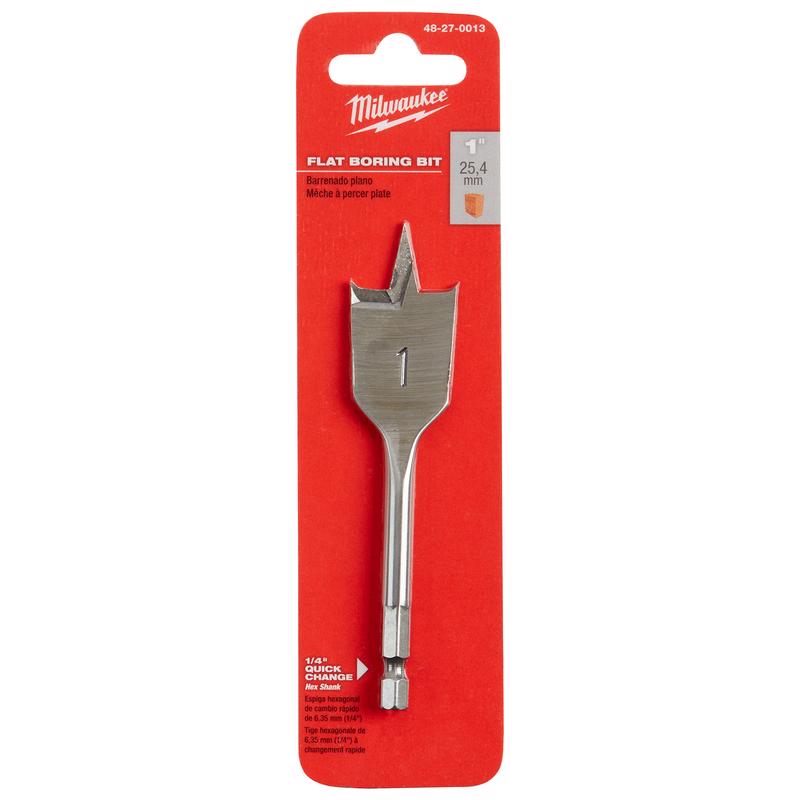 Milwaukee 1 in. X 4.5 in. L Carbon Steel Flat Boring Bit Hex Shank 1 pk