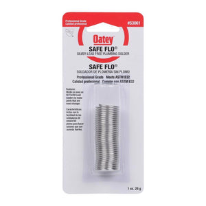 Oatey Safe-Flo 1 oz Lead-Free Plumbing Wire Solder Silver Bearing 50/50 53061 1 pc