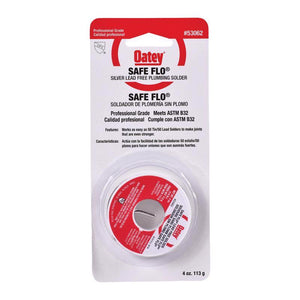 Oatey Safe-Flo 4 oz Lead-Free Plumbing Wire Solder Silver Bearing 50/50 53062 1 pc