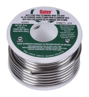 Oatey 8 oz Lead-Free Plumbing Wire Solder Tin/Antimony 95/5 22004 1 pc