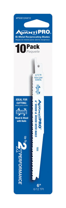 Avanti Pro 6 in. Bi-Metal Reciprocating Saw Blade 6/12 TPI 10 pk