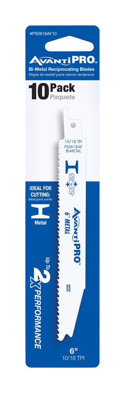 Avanti Pro 6 in. Bi-Metal Reciprocating Saw Blade 10/18 TPI 10 pk