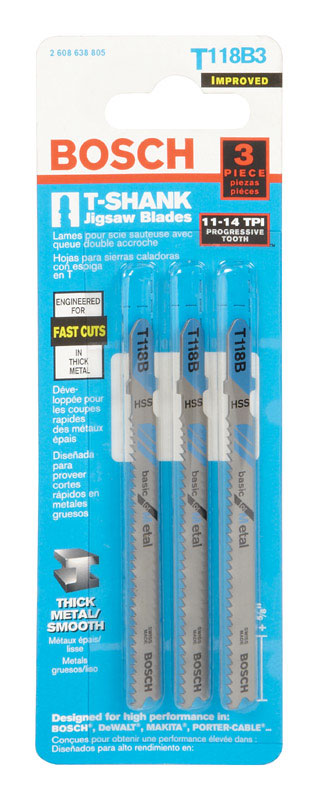 Bosch 3-5/8 in. High Carbon Steel T-Shank Jig Saw Blade 14 TPI 3 pk