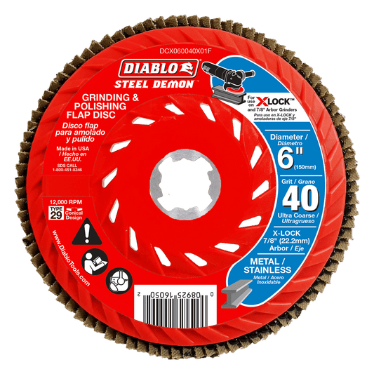 Diablo Steel Demon 6 in. D X 7/8 in. Ceramic Flap Disc 40 Grit 1 pc