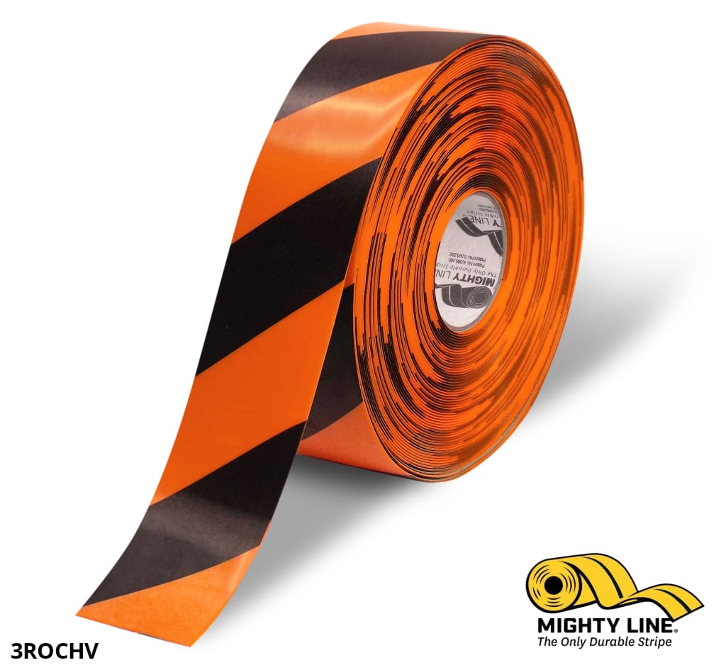 3” Orange Floor Tape with Black Chevrons – 100’ Roll