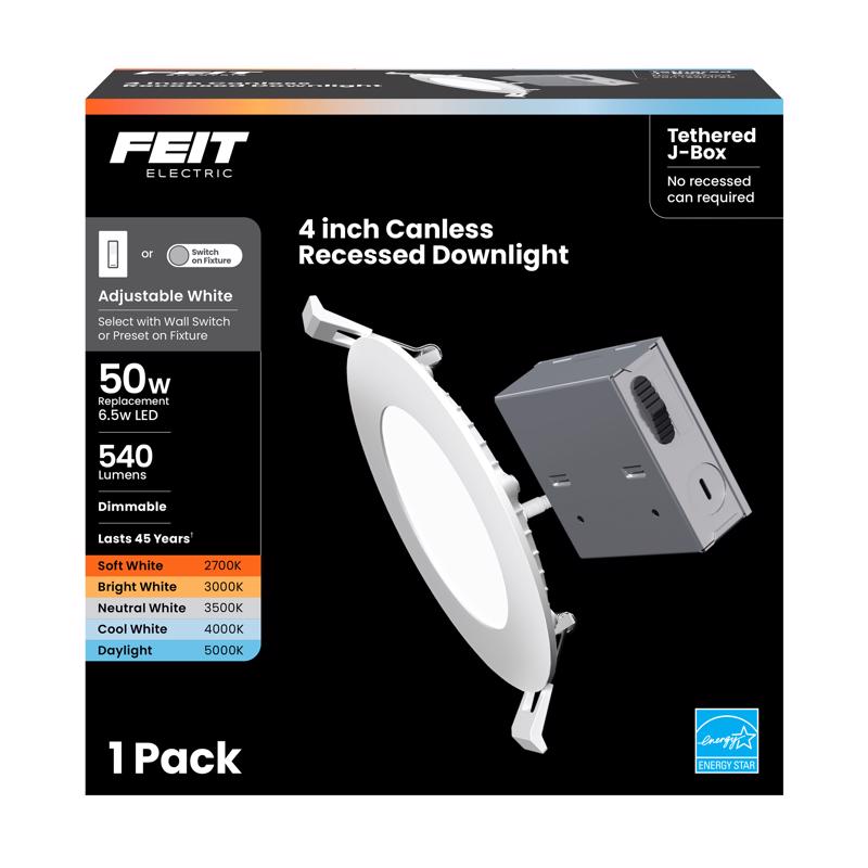 Feit LED Retrofits White 4 in. W LED Canless Recessed Downlight 6.5 W