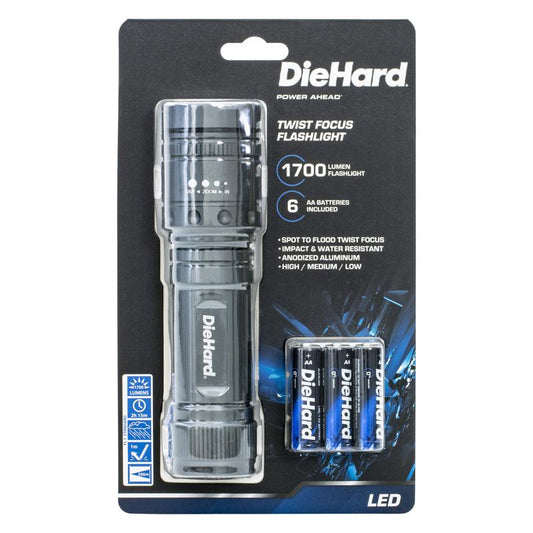Dorcy DieHard 2000 lm Gray LED Flashlight AA Battery