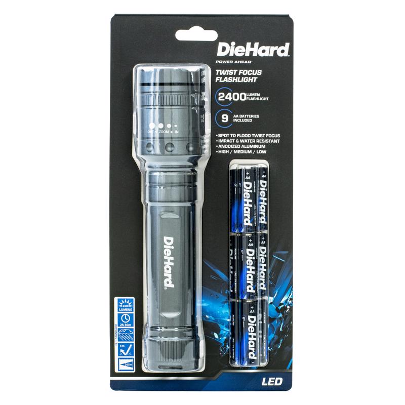 Dorcy DieHard 3000 lm Gray LED Flashlight AA Battery