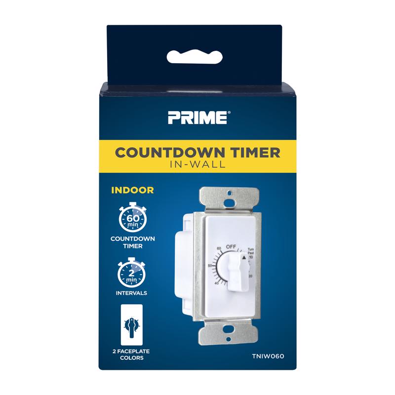 Prime Indoor Mechanical Timer 120 V White TNIW24-RC