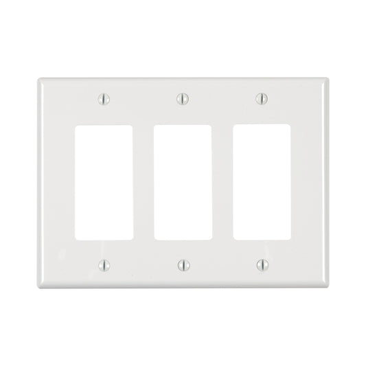 Leviton White 3 gang Thermoplastic Nylon Decorator Wall Plate 1 pk