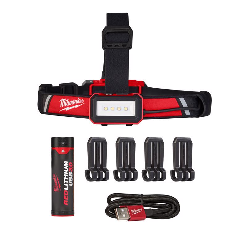 Milwaukee 600 lm Black/Red LED Rechargeable Head Lamp