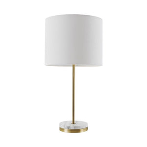 Globe Electric 19 in. Matte Brass White Table Lamp 67044