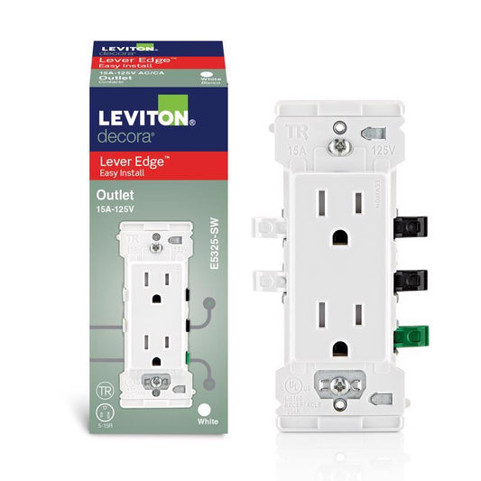 Leviton Lever Edge 15 amps 125 V White Tamper Resistant Outlet 5-15R 1 pk