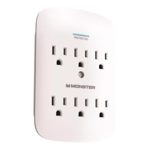 Monster Just Power it Up 0 ft. L 6 outlets Wall Tap Surge Protector White 1200 J 1606
