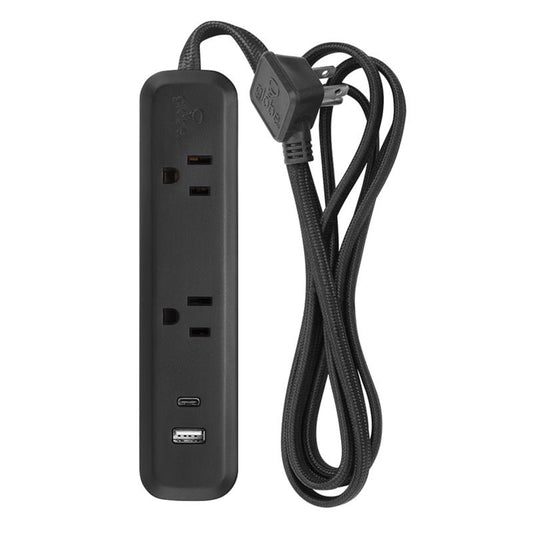 Globe Electric 6 ft. L 2 outlets Power Strip Black
