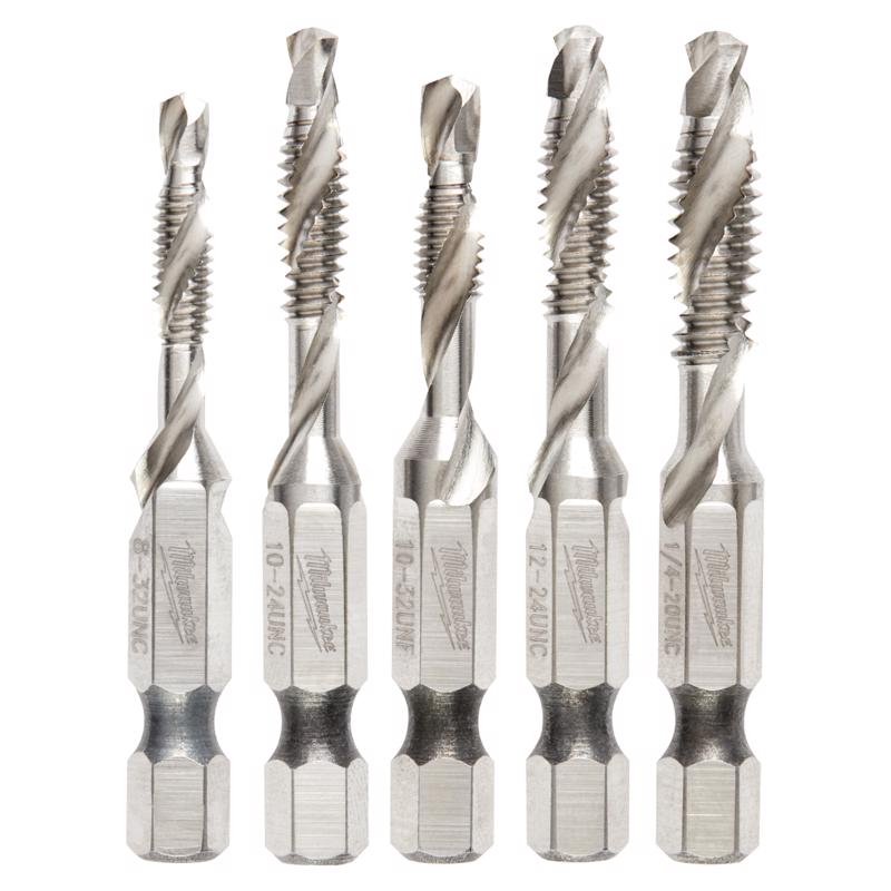 Milwaukee Shockwave Assorted Metal Drill and Tap Set Hex Shank 5 pc