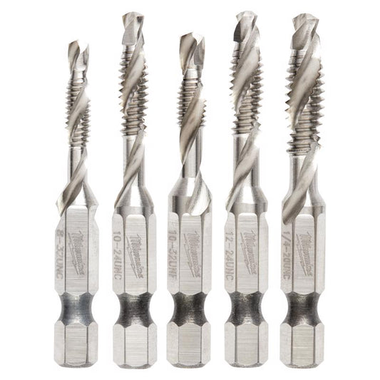 Milwaukee Shockwave Assorted Metal Drill and Tap Set Hex Shank 5 pc