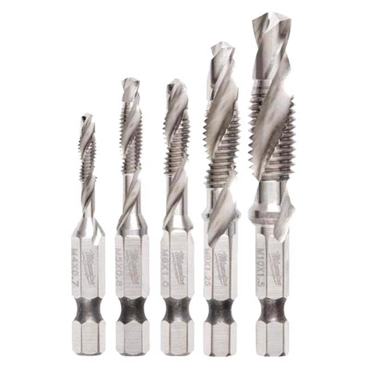 Milwaukee Shockwave Assorted Metal Drill and Tap Set Hex Shank 5 pc