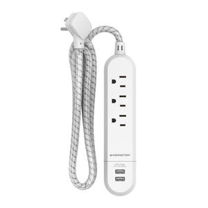 Monster Just Power it Up 4 ft. L 3 outlets Power Strip with USB Ports White 1711
