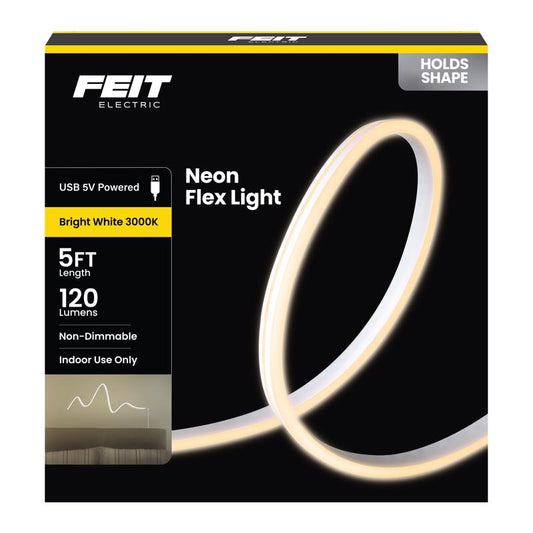 Feit 5 ft. L White Plug-In LED Tape Light 1 pk