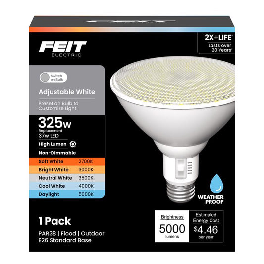 Feit PAR38 E26 (Medium) LED Floodlight Bulb Adjustable White 325 Watt Equivalence 1 pk