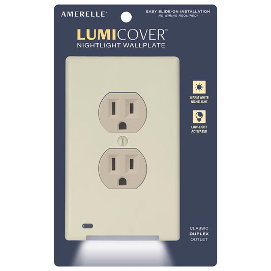 LumiCover Amerelle Almond 1 gang Plastic Decorator/Duplex Nightlight Wall Plate 1 pk