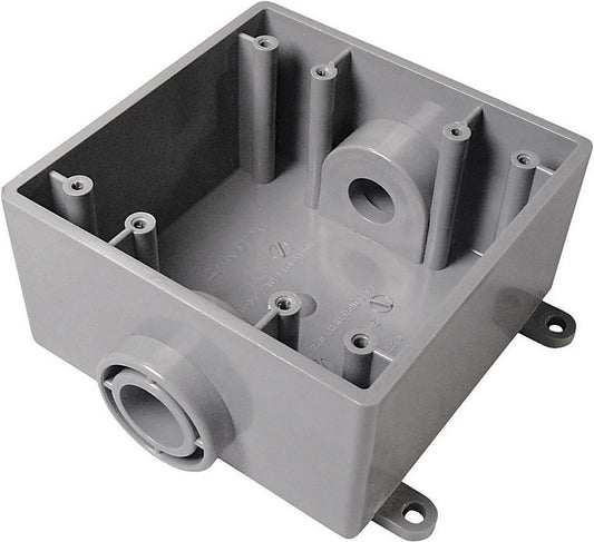 Cantex New and Old Work 32 cu in Square PVC 2 gang Outlet Box Gray