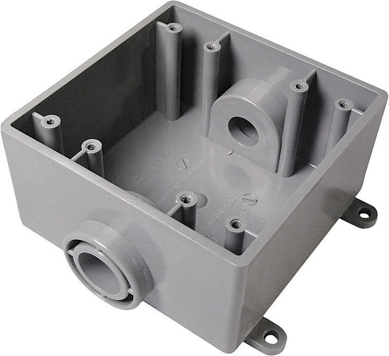 Cantex New and Old Work 32 cu in Square PVC 2 gang Outlet Box Gray