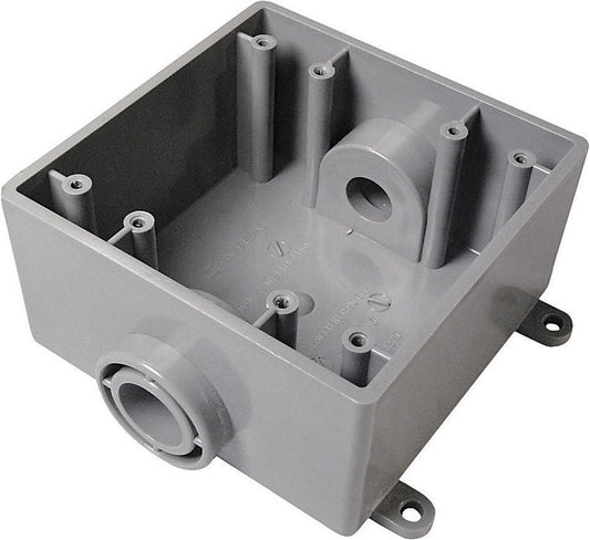 Cantex New and Old Work 32 cu in Square PVC 2 gang Outlet Box Gray