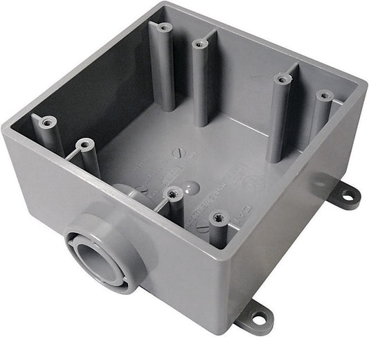 Cantex New and Old Work 32 cu in Square PVC 2 gang Outlet Box Gray
