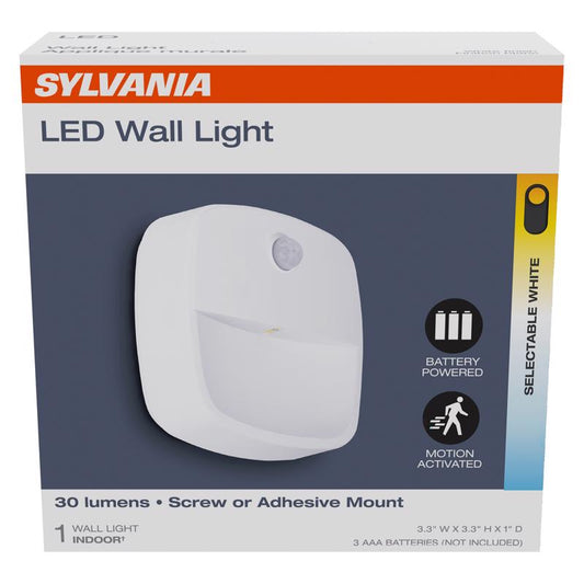 Sylvania Motion-Sensing Battery Powered LED White Security Wall Light