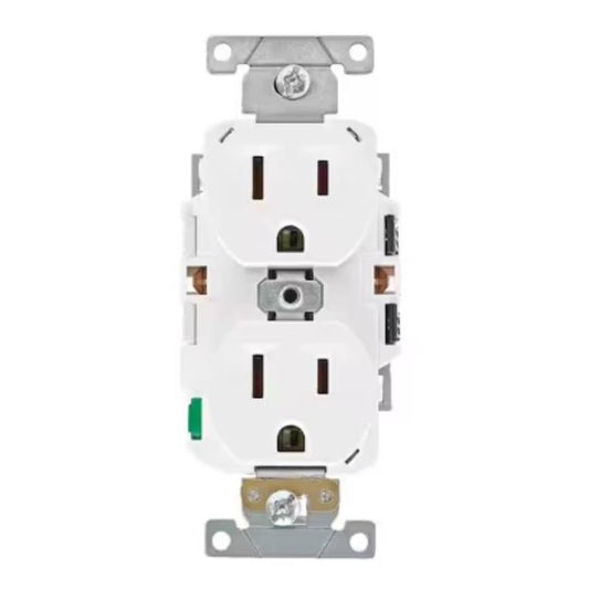 Leviton Lever Edge 15 amps 125 V White Outlet 1 pk