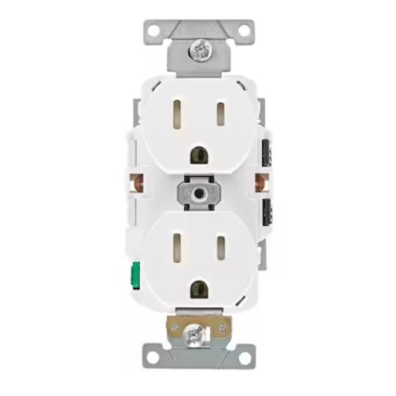 Leviton Lever Edge 15 amps 125 V White Outlet 5-15R 1 pk