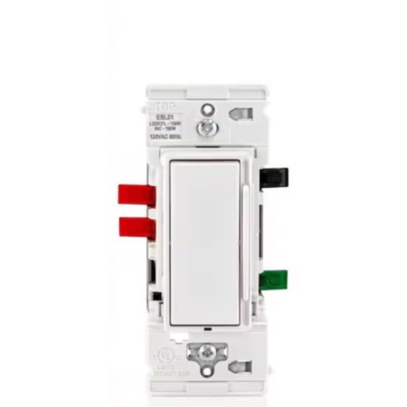 Leviton Lever Edge White Rocker Dimmer Switch 1 pk