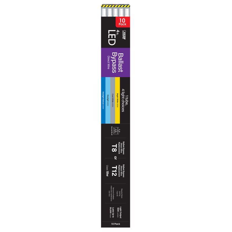 Feit Linear Adjustable White 48 in. Bi-Pin T8 LED Tube 32 Watt Equivalence 10 pk