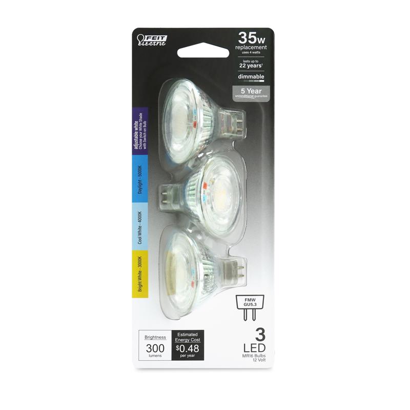 Feit Electric MR16 GU5.3 LED Bulb Adjustable White 35 Watt Equivalence 1 pk