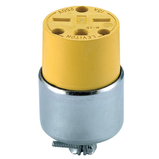 Leviton Commercial Armored Ground/Straight Blade Connector 6-15R 18-12 AWG 2 Pole 3 Wire