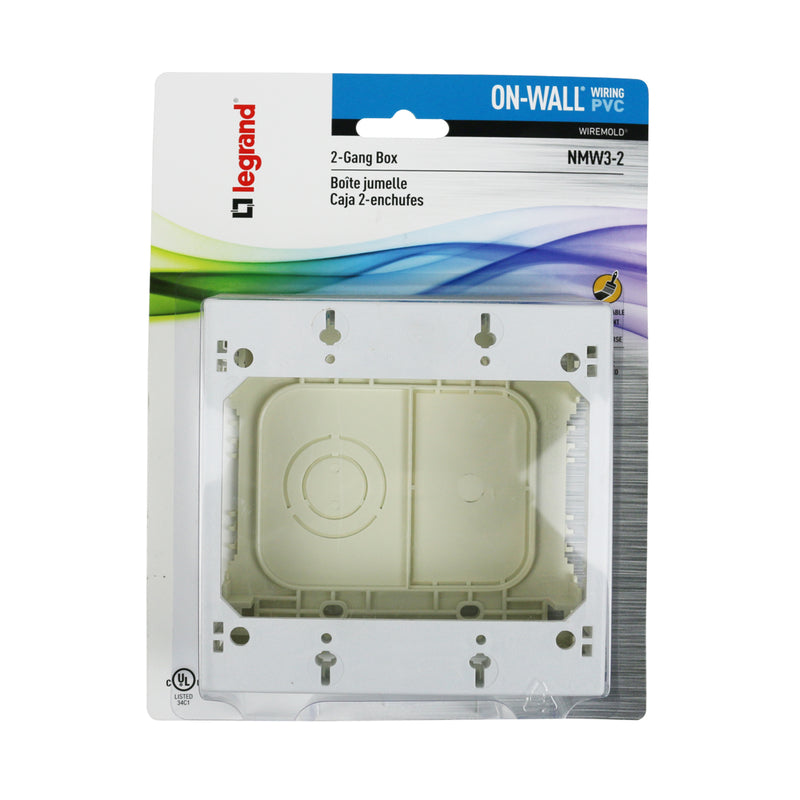Legrand Rectangle Plastic 2 gang Outlet Box White