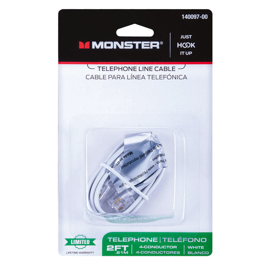 Monster Just Hook It Up 2 ft. L White Modular Telephone Line Cable