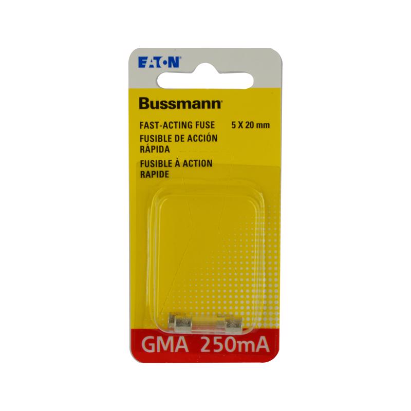 Bussmann 0.25 amps Fast Acting Glass Fuse 2 pk
