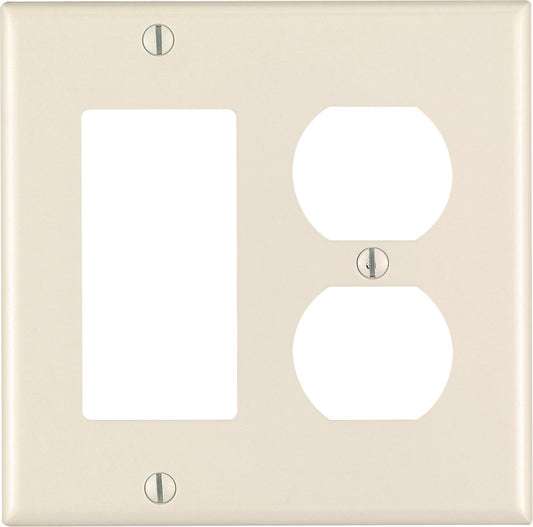 Leviton Almond 2 gang Thermoset Plastic Decorator/Duplex Wall Plate 1 pk