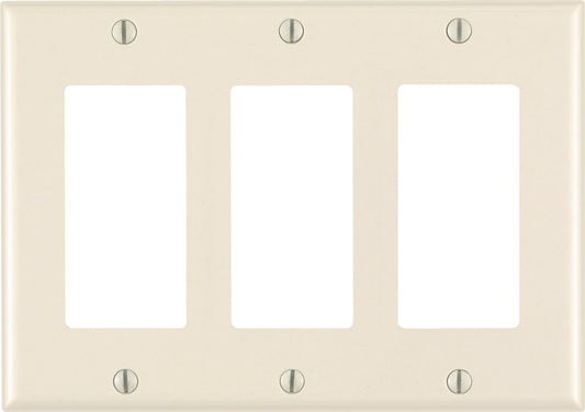 Leviton Almond 3 gang Thermoset Plastic Decorator Wall Plate 1 pk