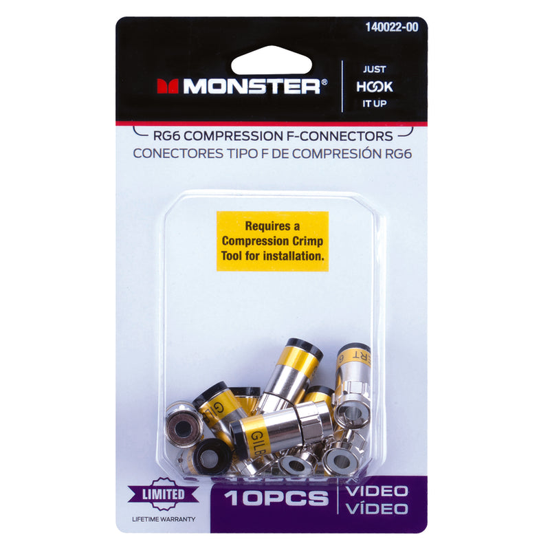 Monster Just Hook It Up Compression RG6 Compression Connector 10 pk