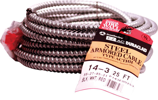 Southwire 25 ft. 14/3 Solid Steel Armored AC Cable