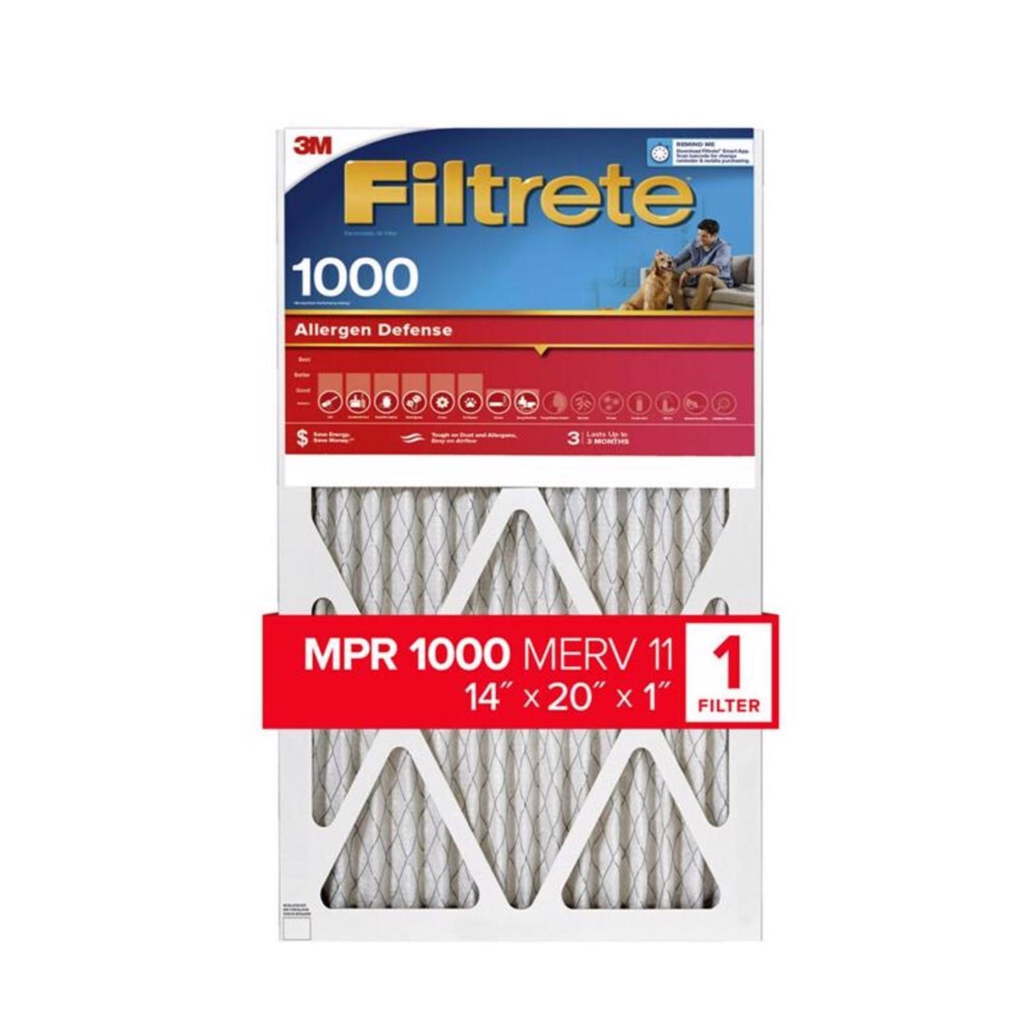Filtrete 14 in. W X 20 in. H X 1 in. 1000 MPR Pleated Allergen Air Filter 1 pk