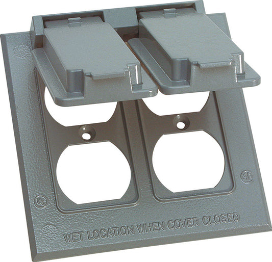 Sigma Engineered Solutions Square Die-Cast Metal 2 gang 4.54 in. H X 4.54 in. W Duplex Box Cover