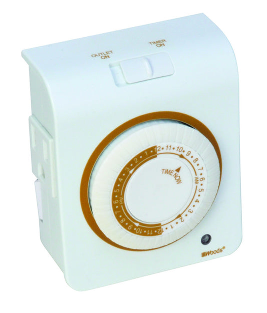 Woods Indoor Mechanical Timer 125 V White