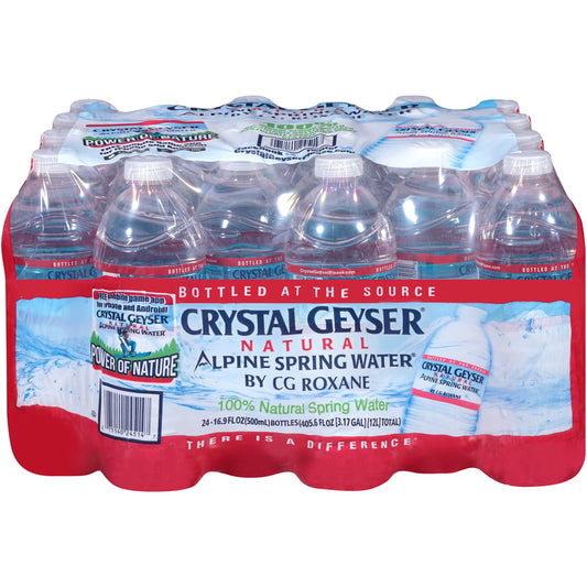 Crystal Geyser Alpine Spring Water Natural Bottled Water 0.5 L 24 pk