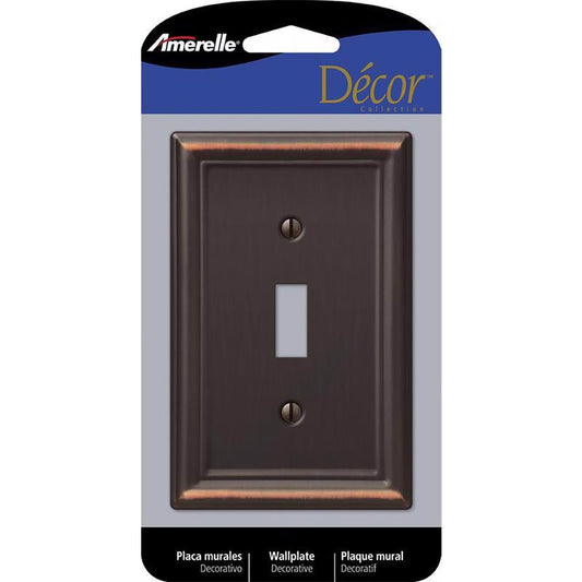 Amerelle Chelsea Aged Bronze 1 gang Stamped Steel Toggle Wall Plate 1 pk